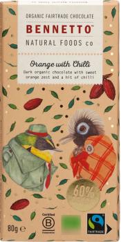 Bennetto Schokolade Dark Orange Chilli 60% 80g