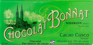 Bonnat Schokolade Cacao Cusco Pérou 75% 100g vorne