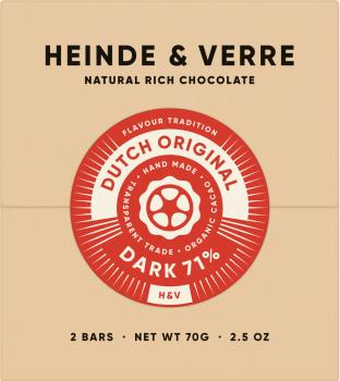 Heinde & Verre Schokolade Dutch Original Dark 71% 70g verpackt