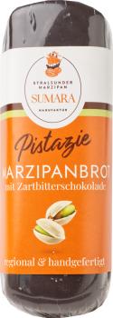Stralsunder Marzipan Marzipanbrot Pistazie zartbitter 60g verpackt