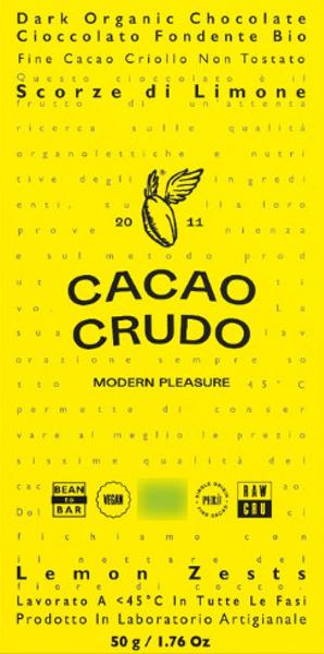 Cacao Crudo Schokolade Zitrone 77% 50g Cacao Crudo Schokolade Zitrone 77% 50g