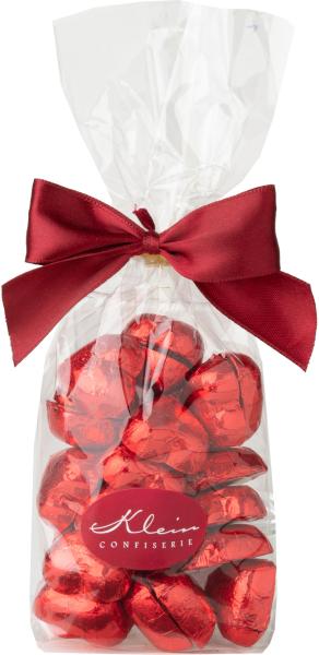 Caffarel Schokolade Herz rot 37% 25stk/100g in Klarsichttüte mit Clipschleife