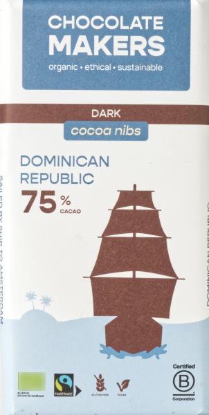 Chocolatemakers Schokolade Dominican Republic Kakaobohnenstückchen 75% 80g