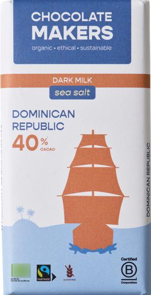 Chocolatemakers Schokolade Dominican Republic Meersalz 40% 80g