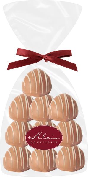 DreiMeister Praline Zimt-Mousse 10stk/135g in Klarsichttüte mit Clipschleife DreiMeister Praline Zimt-Mousse 10stk/135g in Klarsichttüte mit Clipschleife